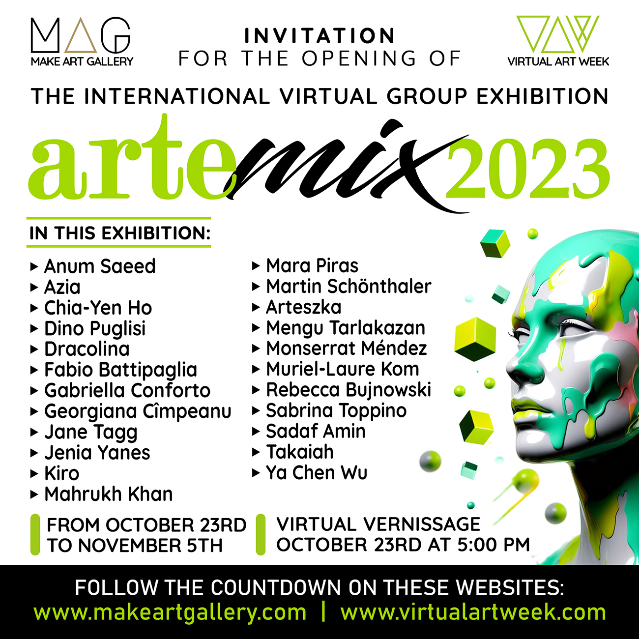 locandina mostra collettiva virtuale ArteMix 2023 -Galleria d'arte Virtuale Make Art Gallery