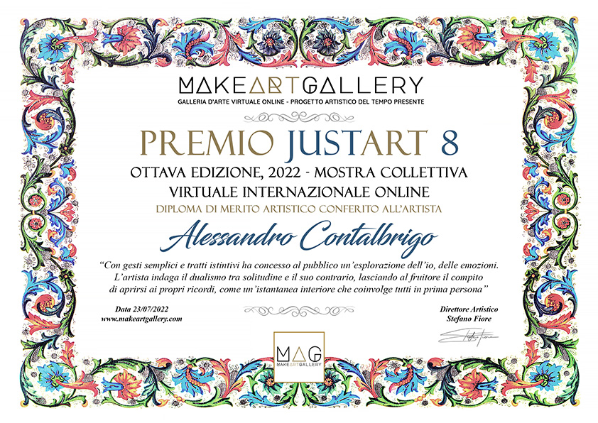 Alessandro Contalbrigo vincitore premio JustArt8 - Mostra Collettiva Virtuale Online 2022